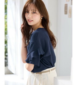 【ポイント10倍 7/15 23:59迄】 フリル袖ブラウスTシャツ レディース 春 夏 秋 トップス シャツ ブラウス スーツインナー S-5L
