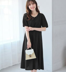 【期間限定:4,990 円→ 2,990 円】ワンピース ワンピース レディース 接触冷感 ひんやり 吸汗 吸水速乾 UV対策 UVカット 抗菌防臭 体型カバー 夏 4つの機能付 タック袖Aラインワンピース M-5L