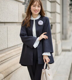 【3点セット】洗えるAラインロングジャケットスーツ レディース スーツ 春 ブラック/ネイビー M-5L