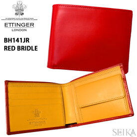 エッティンガー 二つ折り財布 (1)BH141JR RED BRIDLE ETTINGER レッド 小銭入れ付 BRIDLE BILLFOLD 3C C & COIN PURSE ブライドルハイドコレクション ギフト