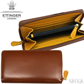 【新生活応援フェア】ETTINGER エッティンガー 長財布 (38)BH2051JR HAVANA ラウンドファスナー 小銭入れ付 ハバナ ブラウン イエロー BRIDLE LARGE ZIP AROUND PURSE ブライドルハイドコレクション メンズ