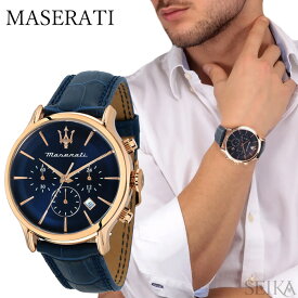 【新生活応援フェア】マセラティ MASERATI 時計 (5)R8871618013 エポカ EPOCA 腕時計 メンズ ブルー ピンクゴールド レザー