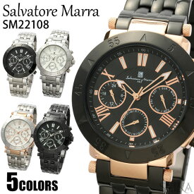 【新生活応援フェア】サルバトーレマーラ 腕時計 Salvatore Marra クロノグラフ SM22108 メンズ 時計 ステンレス SM 人気 ブラック ホワイト ピンクゴールド ローズゴールド シルバー 10気圧 多軸クォーツ