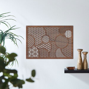 【現在大人気】パッチワークサークル組子A2サイズ【 組子細工 和モダン WOODウォールアート プレゼント 新築お祝い 還暦お祝い 和風 壁飾 インテリア オブジェ 縁起物 新年 玄関 アート 開運