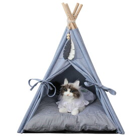 ペットベッド 犬 猫 ベッド テント型 猫ハウス 猫テント ペットテント 通気性いい 洗える おしゃれ 冬 夏 ペットハウス クッション付き 通年 耐え噛み 取り外し可能 水洗い可能 柔らかい 猫用 犬用 ペットグッズ プレゼント WQ7UE
