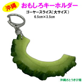 メール便（ネコポス）発送商品　おもしろキーホルダー　ゴーヤースライス　大サイズ(6.5cm)　　　　|沖縄 ミニチュア グッズ 面白雑貨 フィギュア フェイクフード 贈り物 お土産 ギフト 誕生日 プレゼント 景品 キーリング チャーム 食品サンプル にがうり ニガウリ ごーや