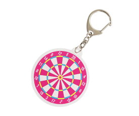 【メール便OK】ダーツ雑貨【プテラファクトリー×エスフォー】ダーツボード型キーホルダー ピンク