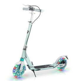 【S.Darwin】 LED タイヤ キックボード 光る 折りたたみ 子供 キッズ プレゼント ブレーキ付き ディスクブレーキ 光るキックボード キックスクーター キックスケーター 2輪 子ども 大人 も 乗れる キック ボード ダブル サスペンション スタンド付き 立ち乗り 収納バッグ