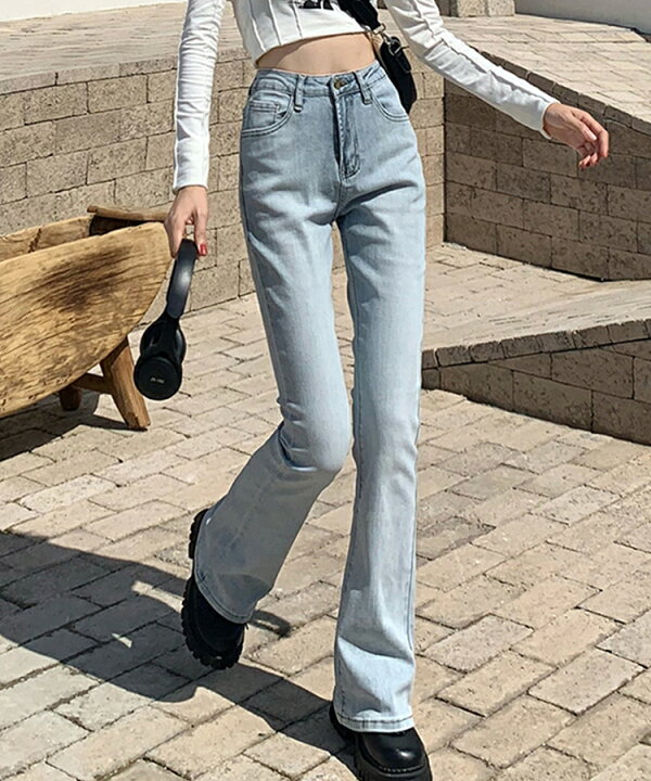 楽天市場】デニム パンツ ジーンズ レディース フレアパンツ デニム 