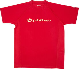 【3/30は5の倍数の日 P最大25倍】 ファイテン PHITEN ラクシャツスポーツ スムースドライ RAKUシャツSPORTS SMOOTH DRY 半袖 ロゴ入り レッド×金ロゴ M メンズ レディース Tシャツ JG350004