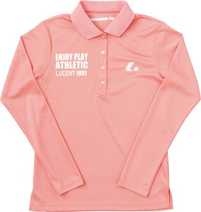 【27日10時までポイントアップ】 ルーセント LUCENT テニス Ladies 長袖ポロシャツ サーモンピンク 桃色 女性用 吸汗速乾 ポロシャツ 襟付き Tシャツ トップス 部活動 クラブ活動 練習 ウェア ロ