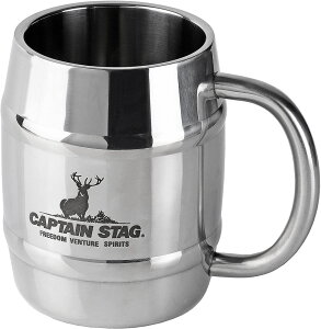 【30日はポイント10倍】 キャプテンスタッグ CAPTAIN STAG アウトドア ダブルステンレス 樽型マグカップ 420ml UH-39 マグカップ 真空二重構造 ステンレスコップ マグ キャンプ レジャー 樽型 UH0039