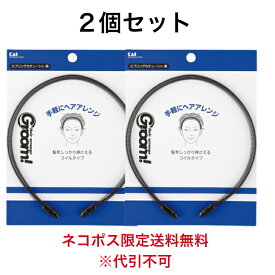 ポスト投函【2個セット】貝印　Groom! スプリングカチューシャ　黒　HC-3010/メンズアイテム/カチューシャ　メンズ/【メール便　代引不可】