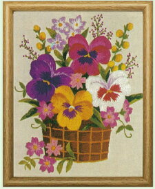 東京文化刺繍キット　No773 パンジーの花かご 1号額付き