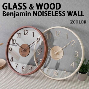 BANANA�H�[ ���v �Ǌ|�����v �؍��G�� 300 GLASS WOOD Benjamin Noiseless Wall Clock �É� �m�C�Y���X �ؐ� �����K���X �I�V���� �؍��C���e���A