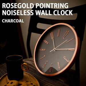 BANANA�H�[ ���v �Ǌ|�����v �؍��G�� Rosegold Charcoal Pointring Noiseless GLASS Wall Clock �É� �m�C�Y���X �I�V���� �؍��C���e���A