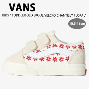 VANS �o���Y �L�b�Y �X�j�[�J�[ TODDLER OLD SKOOL VELCRO CHANTILLY FLORAL WHITE RACING RED VN000CTGIZQ �g�h���[ �I�[���h�X�N�[�� �x���N�� �V�����e�B�C �t���[���� �z���C�g ���[�V���O ���b�h �L�b�Y�p �q��