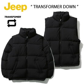 【期間限定！即日発送！最大30%OFF！】 Jeep ジープ ダウンジャケット ダウンベスト TRANSFOMER DOWN JUMPER ショートダウン ベスト 2in1 BLACK カジュアル ストリート ブラック GL4JPU451BK