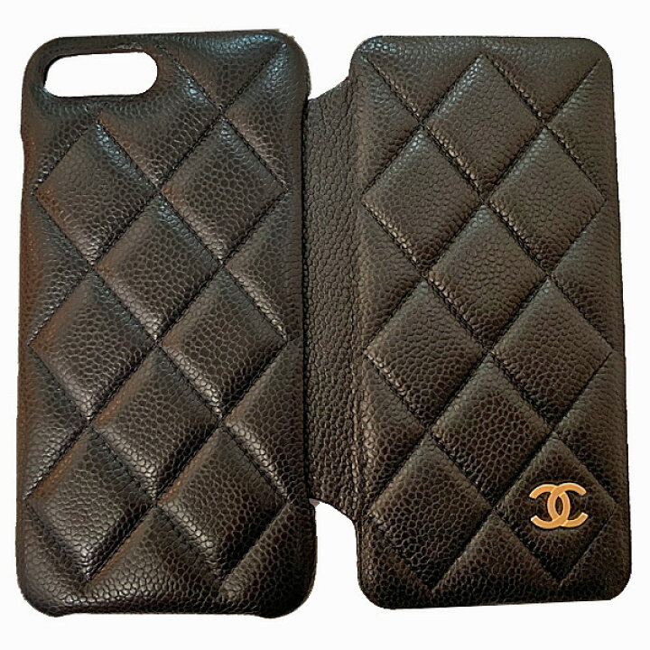 楽天市場 新品 Chanel シャネル クラッシックケース 手帳型 携帯ケース Iphone 7 8 A567 キャビアスキン 黒 ブラック ゴールド金具 二つ折り アイフォン スマホケース マトラッセ ラッピング 手帳型iphone 黒 心斎橋ミュゼ