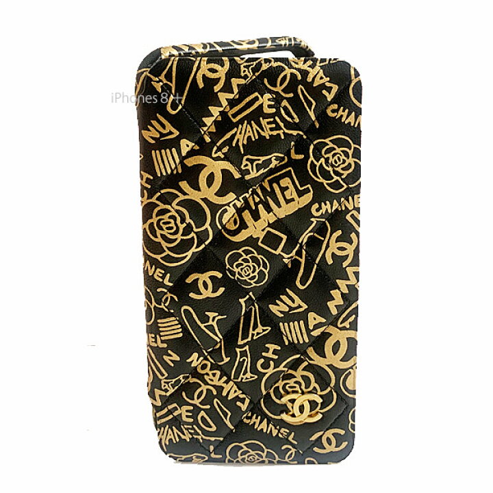 楽天市場 新品 Chanel シャネル 手帳型 Iphone 7 8 携帯ケース A567 B N0784 グラフティ ブラック ゴールド ゴールド金具 二つ折り スマホケース マトラッセ 箱 ラッピング フラップ ケース グラフティ 国内未入荷 心斎橋ミュゼ