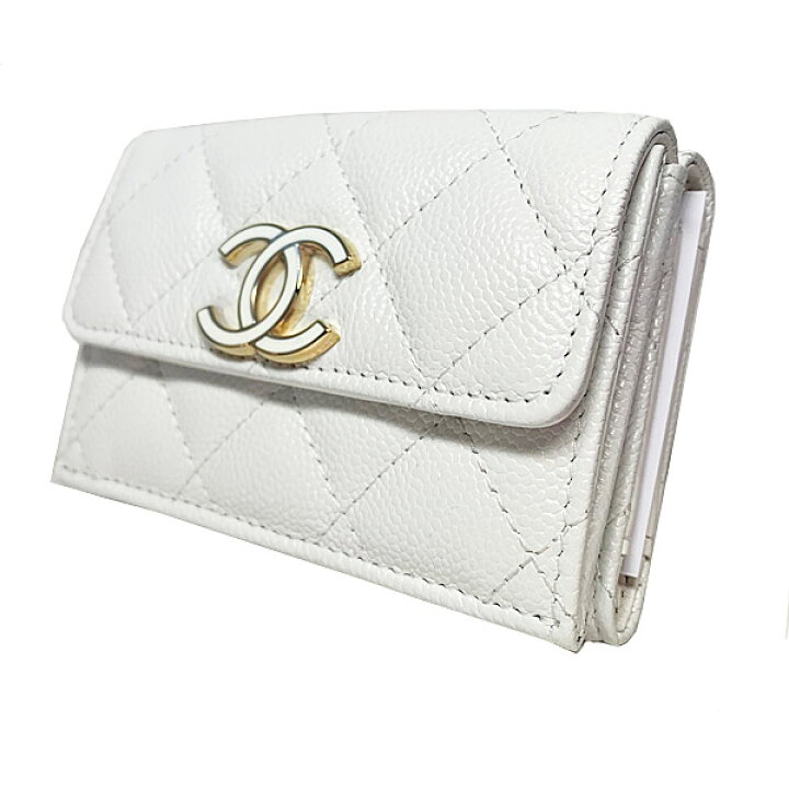 楽天市場 新品 Chanel シャネル 21年クルーズコレクション スモールフラップウォレット 折り財布 キャビア マトラッセ ミニ 白 ビッグccマーク 白 ゴールド金具 Ap1513 B Small Wallet 箱 リボン カメリアでのラッピング ホワイト 心斎橋ミュゼ