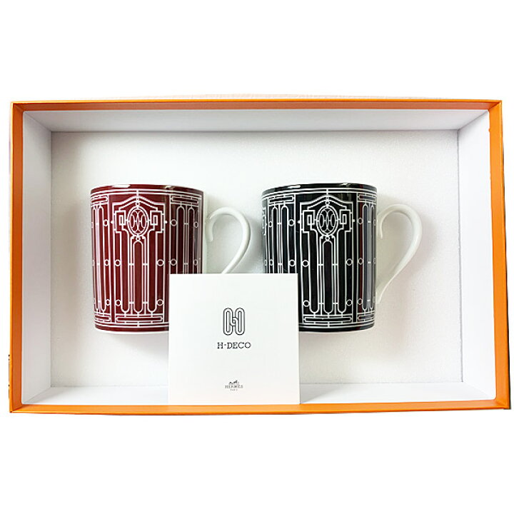 楽天市場】≪Brand new≫ HERMES H Deco set of 2 mugs black / Rouge 
