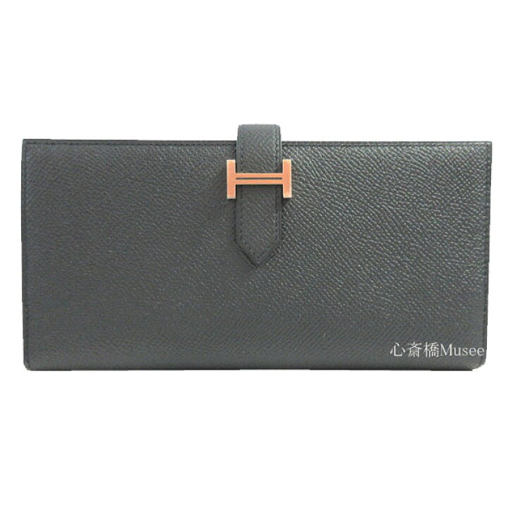 ≪ 新品 ≫ HERMES エルメス ベアンスフレ エプソン 黒 ローズゴールド金具 箱 リボン ラッピング U刻印 HERMES Bearn Souffle Epson Black RoseGold Backle 心斎橋ミュゼ HERMES エルメス べアン スフレ エプソン ローズ