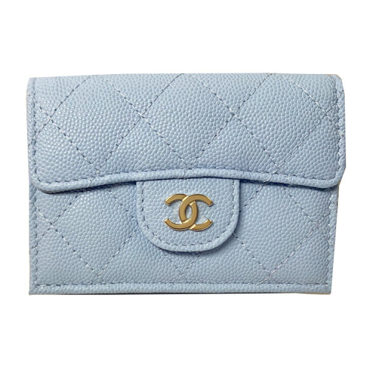 シャネルCHANEL ミニ財布レディース青ブルー 財布