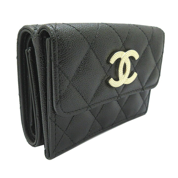 楽天市場】≪Brand new≫ CHANEL Flap Small Wallet Black Gold Big CC 