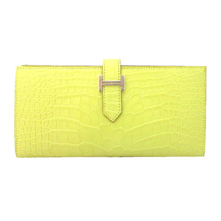 楽天市場】≪Brand new≫ HERMES Bearn Souffle Alligator Mat Lime 