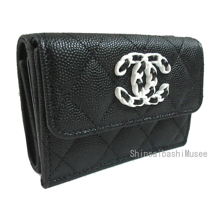 楽天市場】≪Brand new≫CHANEL 19 Small Flap Wallet Black White  