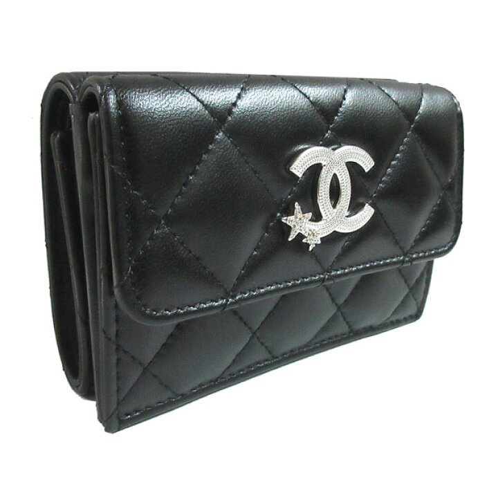 楽天市場】≪Brand new≫ CHANEL Small Flap Wallet Black Silver BIG  