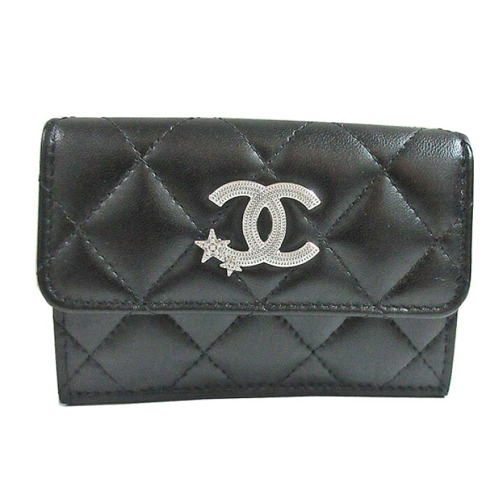 楽天市場】≪Brand new≫ CHANEL Small Flap Wallet Black Silver BIG 