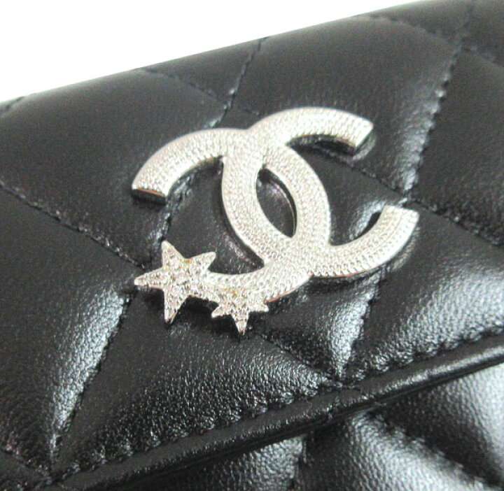 楽天市場】≪Brand new≫ CHANEL Small Flap Wallet Black Silver BIG 