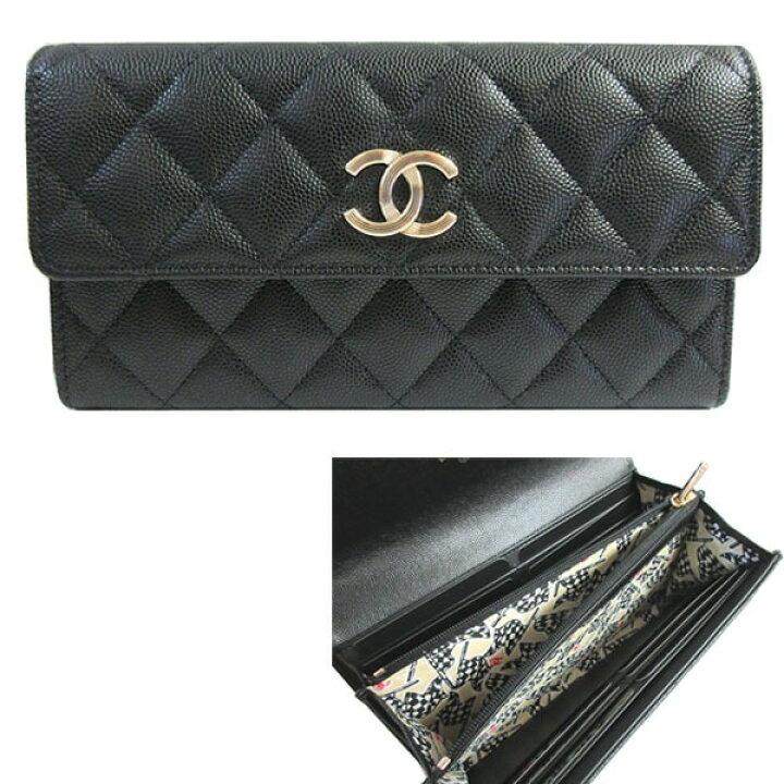 楽天市場】≪Brand new≫ CHANEL Flap Long Walette Black Gold BIG  