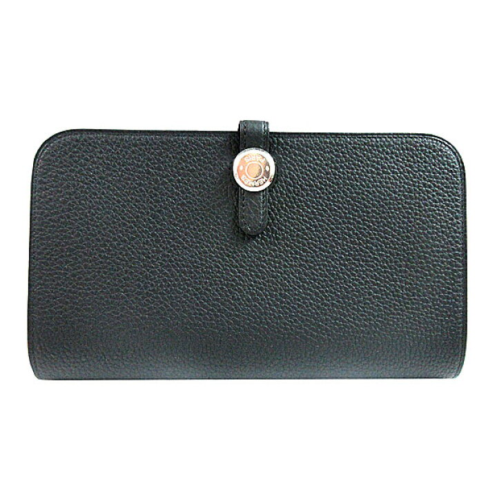 HERMES エルメス 長財布 ドゴン GM デュオ ブラック シルバー金具  