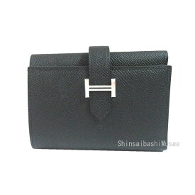 ≪Brand new≫ HERMES Bearn Combine Black Silver Backle Epson K stamp ≪ 新品 ≫ HERMES　エルメス　ベアン コンビネ 三つ折り ミニ財布 黒ブラック エプソン シルバー金具 箱 リボン ラッピング ベアンミニ K刻印