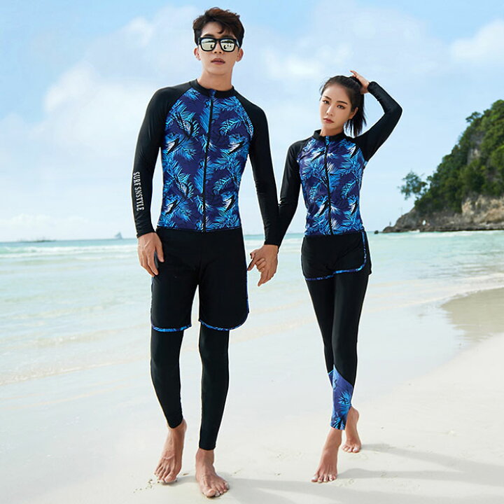 楽天市場 体型カバー 水着 長袖ラッシュガード レディース5点セット メンズ3点セット フィットネス水着 ママ水着 セパレート ラッシュガード ショートパンツ レギンス 代 30代 40代 50代 水着 二の腕 お腹 カバー 着やせ 水着 レディース 水着 メンズ リンクコーデ