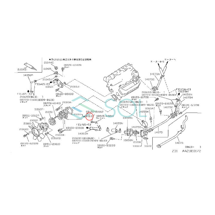 早割クーポン フェアレディZ GZ31 Z31 HZ31 HGZ31 日産車用 ウォーターポンプ ボルト ガスケット付 21010-02P26 2101 rightanglehoboken.com