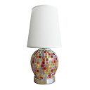 《点灯時はもちろん、消灯時でも楽しめるオシャレなデザインが魅力》イシグロ モザイクテーブルランプL(クリアレッド)20612