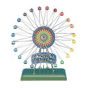 《ゆっくりと回る高さ60cmの観覧車がお部屋のアクセントに》イシグロ 大観覧車カラー電動オルゴール付き21090