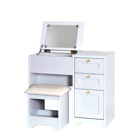 《ホワイトカラーのフェミニンな収納家具シリーズ》2種類の取っ手が選べる デスクドレッサー ANAN70-80D