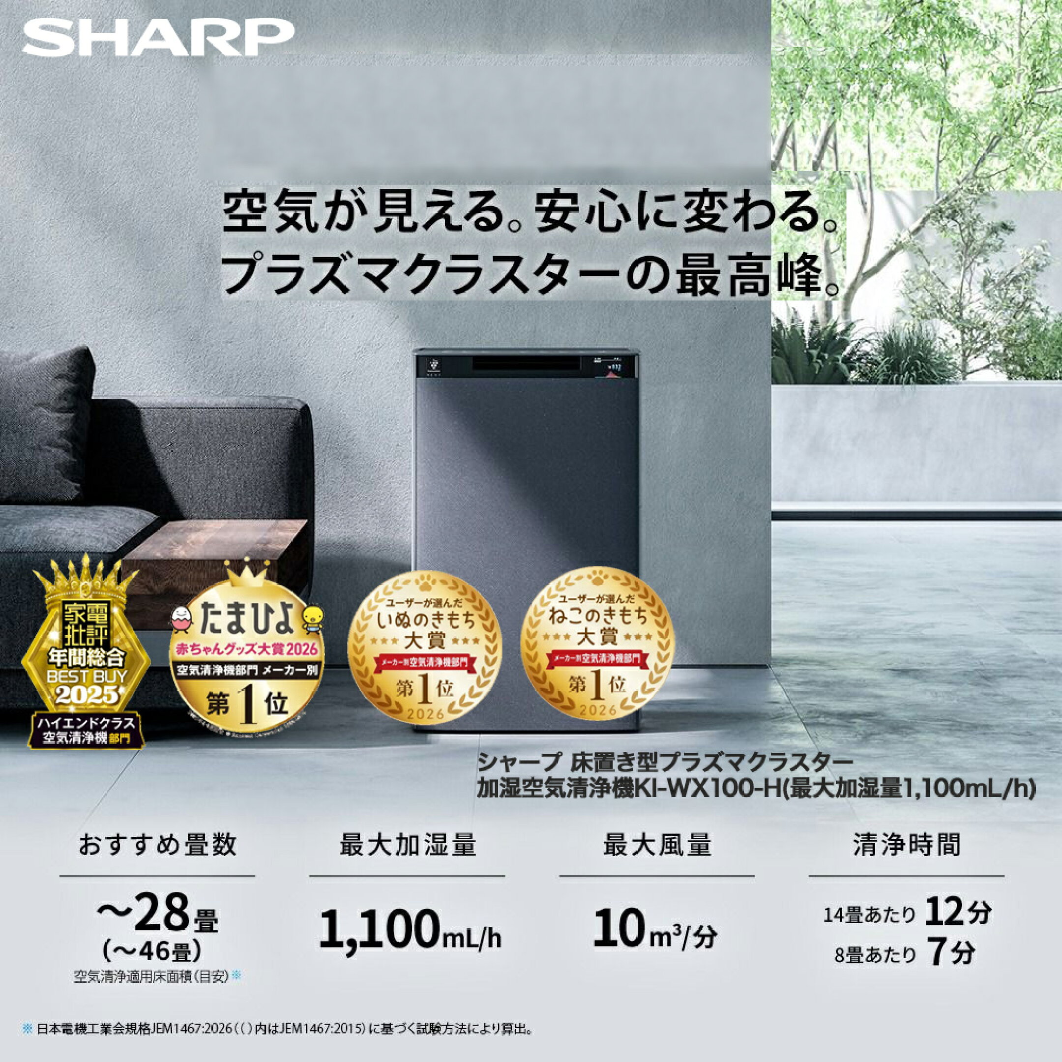 シャーププラズマクラスター光触媒脱臭フィルター搭載除菌脱臭機