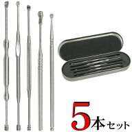 【本日ポイント5倍!】【5本セット】ステンレス製耳かき 専用ケース付き 【 耳掃除 衛生用品 エチケット用…