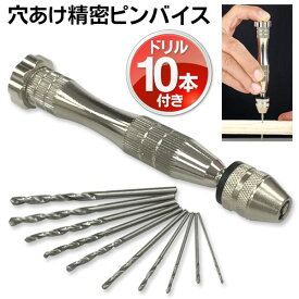 【本日ポイント5倍!】ピンバイス ドリル刃10種セット 収納用プラケース付 ホビー・手芸に 【 ハンドドリル 穴あけドリル 穴開け工具 ベーシックドリル ドリルヘッド 精密作業 レジン プラモデル 模型 DIY 】 /60N◇ ピンバイスセット