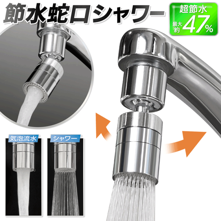 楽天市場】【本日ポイント10倍!】最大47％節水 首振り蛇口シャワー
