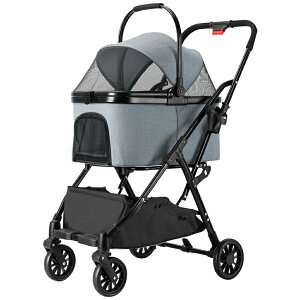 ペットカート 2WAY 折り畳み式 2匹乗せ 180度開閉 耐荷重20kg 多頭飼い 通気性抜群 誤開放防止 サスペンション 生活防水 底面収納 停止安定 滑り止め 猫用 犬用 小型犬 安心設計 快適睡眠 実用的