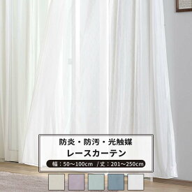 [全品ポイント5倍×30日限定] レースカーテン サイズオーダー 幅50～100cm 丈201～250cm 【RB466】 クララ [1枚] 防炎 光触媒 消臭 無地 シンプル グレージュ パープル ブルーグレー おしゃれ OKC5