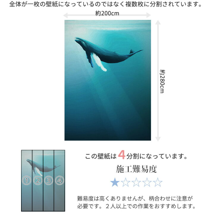 楽天市場】[マラソン限定クーポンあり] 壁紙 壁画 クジラ くじら 海 