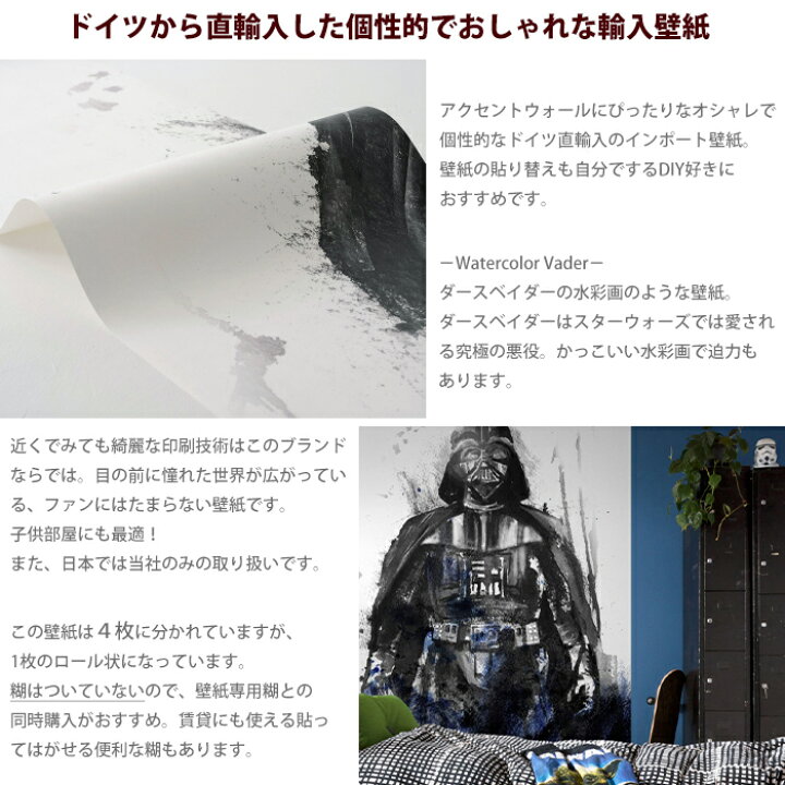 楽天市場 壁紙 スターウォーズ ダースベイダー 輸入壁紙 デザイン おしゃれ 不織布 クロス Diy リフォーム Disney 水彩画風 ドイツ製 Iadx4 017 Watercolor Vader ウォーターカラー ベイダー Csz Diy